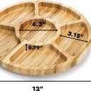 Dicunoy Divided Serving Dish Tray, 13'' Bamboo Rotatable Veggie Fruit Platter, Lazy Susan Relish Sectional Snack Container Bowls with 6 Compartments for Candy, Appetizer, Nuts, Parties