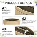 Uxcell Purse Organizer Insert, Medium Felt Handbag Organizer Bag Storage & Finishing Inner Bag Liner with Zipper for Chic Backpack Tote Shoulder Bags, Beige