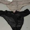 Smart & Sexy Women's Lace Trim & Mesh Panty 2 Packs Sexy Thongs & Cheeky Bikinis, Bark/ Black Hue Thong, 8