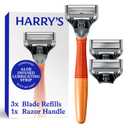 Harry's Original Shaving Kit for Men - Razor Handle and 3 Razor Blade Refill Cartridges - German Engineered - Ember