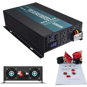 WZRELB RBP-500012S Pure Sine Wave 5000W (10000W Surge) 12V Power Inverter DC to AC Power - Solar, RV, Black
