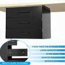 Menkxi 16 inch Under Desk Drawer Storage Pull out Storage Organizer Mounted Metal Sliding Hidden Under Counter Drawer Vertically Stacked for Office Sit Stand Workstation(Black,3 Layer)