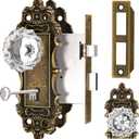 Antique Door Knobs Interior Mortise Lock Bronze Door Knob Crystal Glass Door Handle Skeleton Key Vintage Door Locks for Bedrooms Bathroom