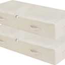 Pack of 2, 39.4" Ultra-Length Foldable & Washable Underbed Storage Organizer Containers for Clothing, Shoes, Bedding - Ideal for Bedroom, College Dorm (Beige) (39.4*16.9*7", Beige,2pcs)