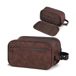PAVILIA Toiletry Bag for Men, Travel Pouch Essentials Shaving Dopp Kit, Travel Bag Toiletries Organizer Case, Cosmetic Make Up Accessory, Water Resistant