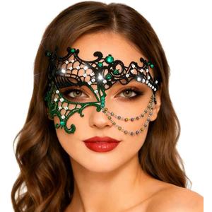 Yalice Women Masquerade Lace Mask for Costume Party Shiny Beads Half Face Mask with Rhinestones Ball Accessories