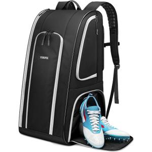 YOREPEK Football Bag for Equipment, Large Football backpack, Duffle Bag for Shoulder Pads & Shoes Compartment,baseball,basketball,soccer,black