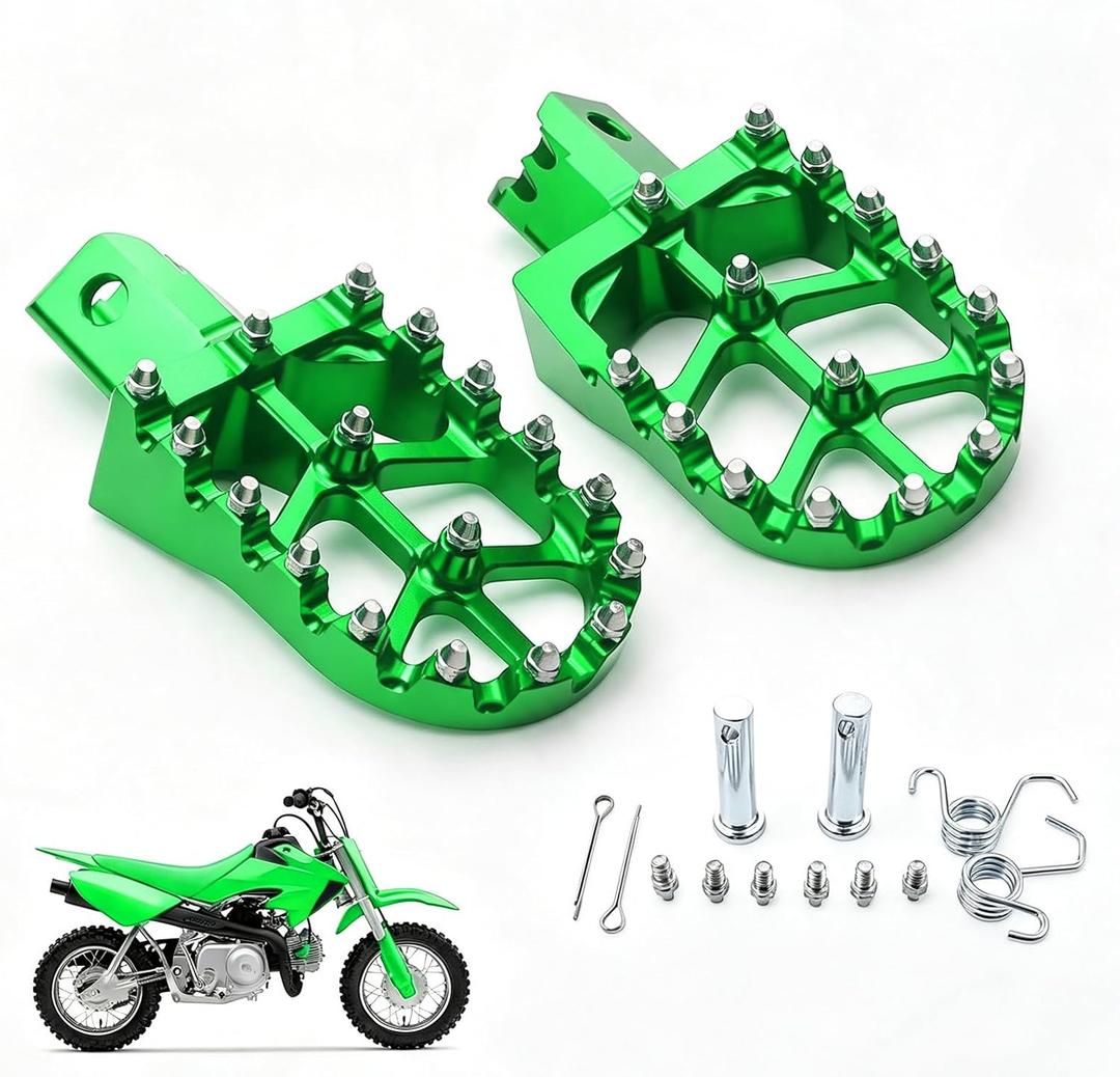 Motorcycle Foot Pegs Footpegs for CRF50 CRF70 CRF110 XR50 XR70 | CNC Aluminum, foot Rests,for XR110 CRF XR 50 70 110 M2R SDG DHZ KAYO Dirt Bike Pit Bike,Green