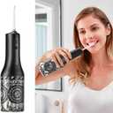 SARMOCARE Water Dental Flosser, Cordlss Oral Irrigator 300ML 4 Modes 4 Tips Pattern Water Tank Rechargeable Water Flossers for Home Travel(Black)