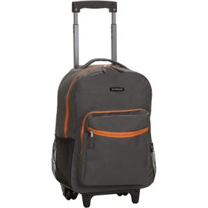 Rockland Double Handle Rolling Backpack, Charcoal, 17-Inch (One Size)