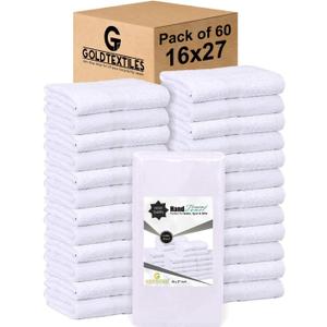 White 16x27 Inch Cotton Blend Economy Hand Towels Salon/Gym/Hotel Super use Absorbent Best for Kitchen, Janitorial, Home use Towels (60 Pack)