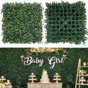 Grass Wall Panels, 10"x 10"(20pcs) 4-Layer Artificial Boxwood Faux Green Wall for Interior