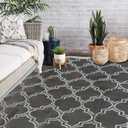 SAND MINE Reversible Mats, Plastic Straw Rug, Modern Area Rug, Large Floor Mat and Rug for Outdoors, RV, Patio, Backyard, Deck, Picnic, Beach, Trailer, Camping (9' x 12', Black Quatrefoil) (9' x 12' (Rectangular), Black & Grey Quatrefoil)