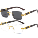 AIEYEZO Retro Rimless Sunglasses Rectangle Unisex Vintage Frameless Sun Glasses Fashion Square Tinted Glasses