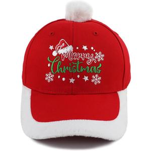 Funny Merry Christmas Hat for Men Women, Adjustable Embroidered Cotton Santa Red Baseball Cap (Black)