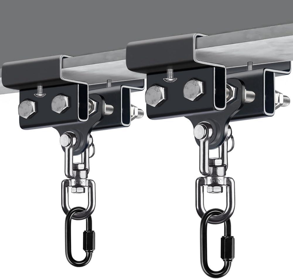 BeneLabel Punching Bag Hanger, Heavy Bag Mount, Boxing Bag Kit, Holder, Wall Mount, Accessories for Beam, 400KG Capacity (Hanger&Carabiner&360Swivel(2 Pack))
