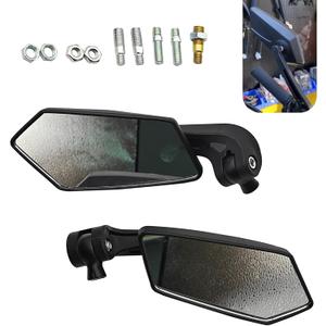 Pack-2 Motorcycle Rear View Mirror, HD Adjustable Extended Angle Blind Spot Mirror, Anti-sway Mount with Installation Bolts, Universal for Motorcycles ATVS Modification Accessories (Black)