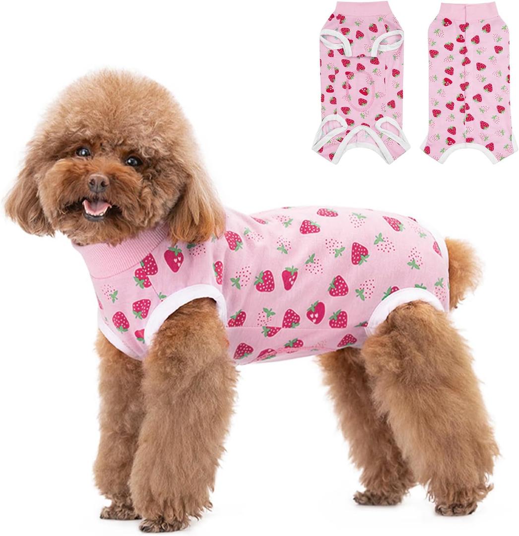 FEimaX Dog Surgery Recovery Suit Female and Male Spay with Pee Hole, Pet Body Suits for Puppy After Spayed, Neuter Surgical Onesie for Small and Medium Dogs Cats, Alternative Bandages E-Collar & Cone, Small