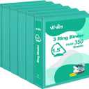 ViVin Sturdy 1.5 Inch 3 Ring Binder with Pockets, Slant-D Ring, PVC-Free, Customizable Clear View Binder,Holds 350 Sheets of 8.5" x 11" Paper, 6 Pack (Lake Green)
