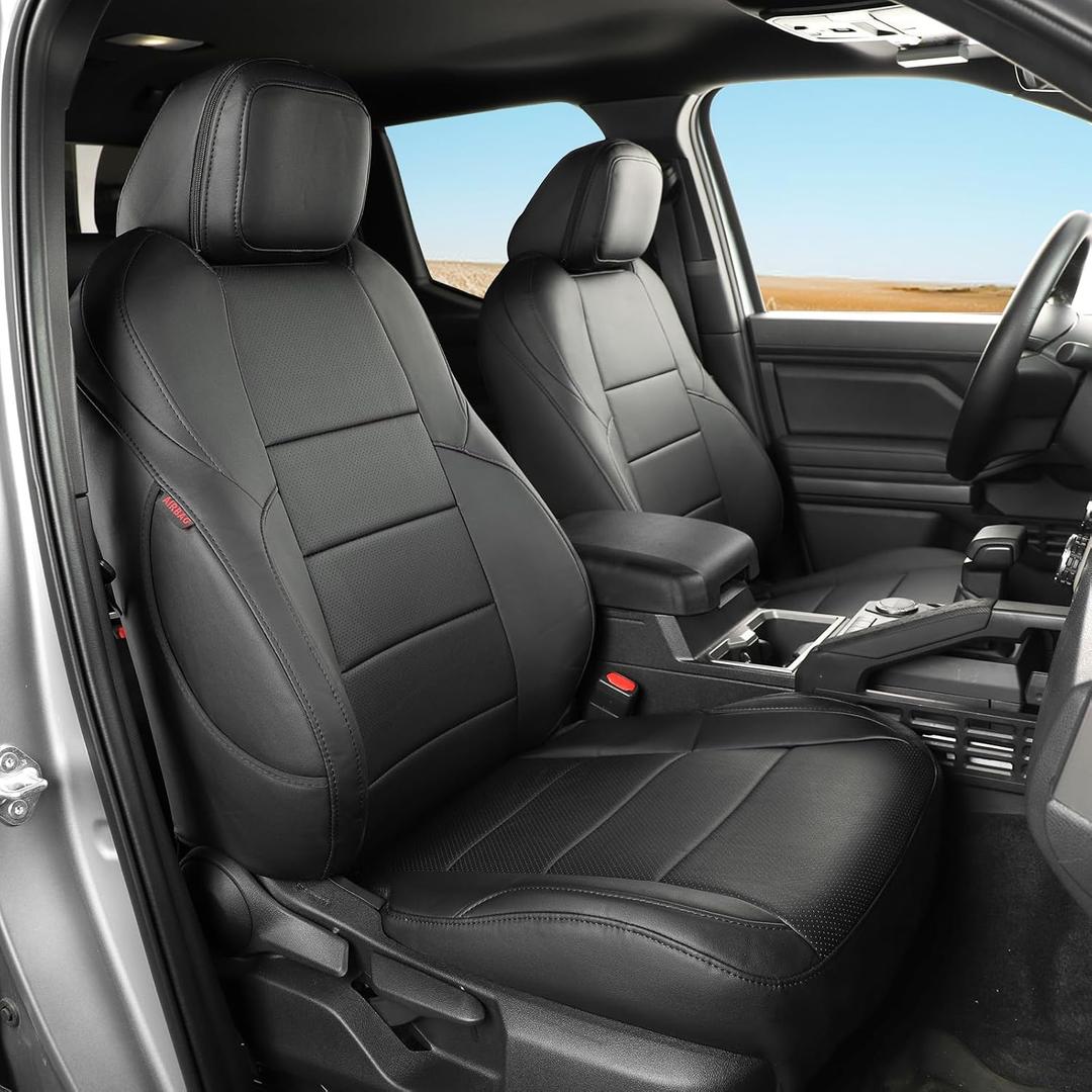 2024 2025 2026 Tacoma Seat Covers Full Set for Toyota Tacoma 4th Gen Double/Crew Cab SR,SR5,TRD Sport,TRD Off-Road,Limited,Fully Covered,Luxury Waterproof Leather Car Seat Protector(Black)