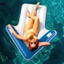 Funscape Inflatable Pool Floats for Adult, Floating Pool Lounger Tanning Bed, Cool Sun Bathing Tan Blow up Raft Floatie W/Handle, Summer Swimming Water Mat, Party Gift for Beach Backyard Lake