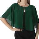 Chiffon Capelet Soft capes Shawls and Wraps for Evening Dress Wedding Cape 1920s shawl accessories for women flapper Cover Up (Dark Green)