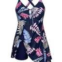 Hanna Nikole Womens One Piece Swimsuit Tummy Control Swimdress Plus Size Cut Out Adjustable Bathing Suit 6X