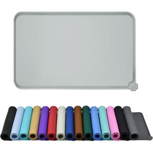 Waterproof Pet Feeding Mat with High Raised Edges, Heavier and Thicker Placemats for Cat Dog Water Bowl with BPA Free, Dogs Cats Food Mats for Messy Drinkers to Prevent Spill and Protect Floors (18.5" x 11.5", Mist)