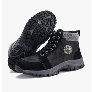 Qiucdzi Mens Winter Snow Boots Warm Fur Lined Anti-Slip Ankle Booties Outdoor Walking Shoes Non-Slip Trekking Shoes, Size 38