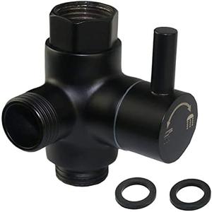 All Metal Shower Arm Diverter Valve for Hand Held Showerhead And Fixed Spray Head, G1/2 3-Way Bathroom Universal Shower System Component Replacement Part, Matte Black