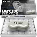 Peace&Quiet PQ Wax Ear Plugs for Sleeping - 30 Silicone Wax Earplugs for Sleeping and Swimming, Gel Ear Plugs for Noise Cancelling, Sound Blocking Level of 32 Db (30 Pillows), Color: White