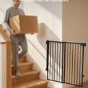 Babelio No Bottom Bar Baby/Dog Gate for Stairs, 28" H, 27.5-40.6" W, Black