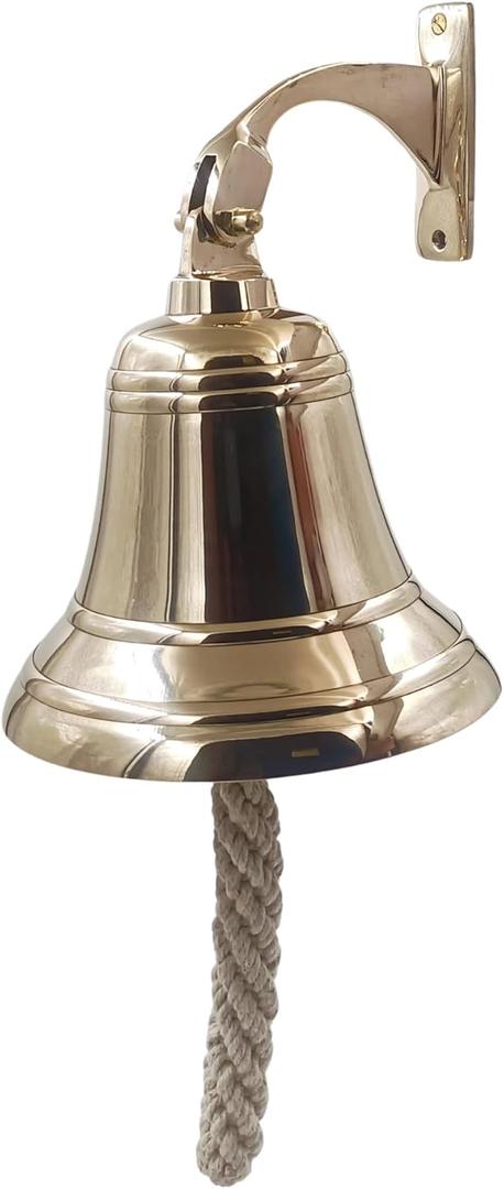 Brass Ship Bell Polished Nautical, Heavy Duty Polished Bell, Brass Maritime Duty Watch Ships Bell by THDC (6")