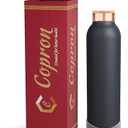 COPRON Pure Copper Water Bottle 30 oz 900 ml Leak Proof Ayurvedic 100% Copper Vessel - Drink More Water in Black Copper Bottle for Yoga, Daily Use