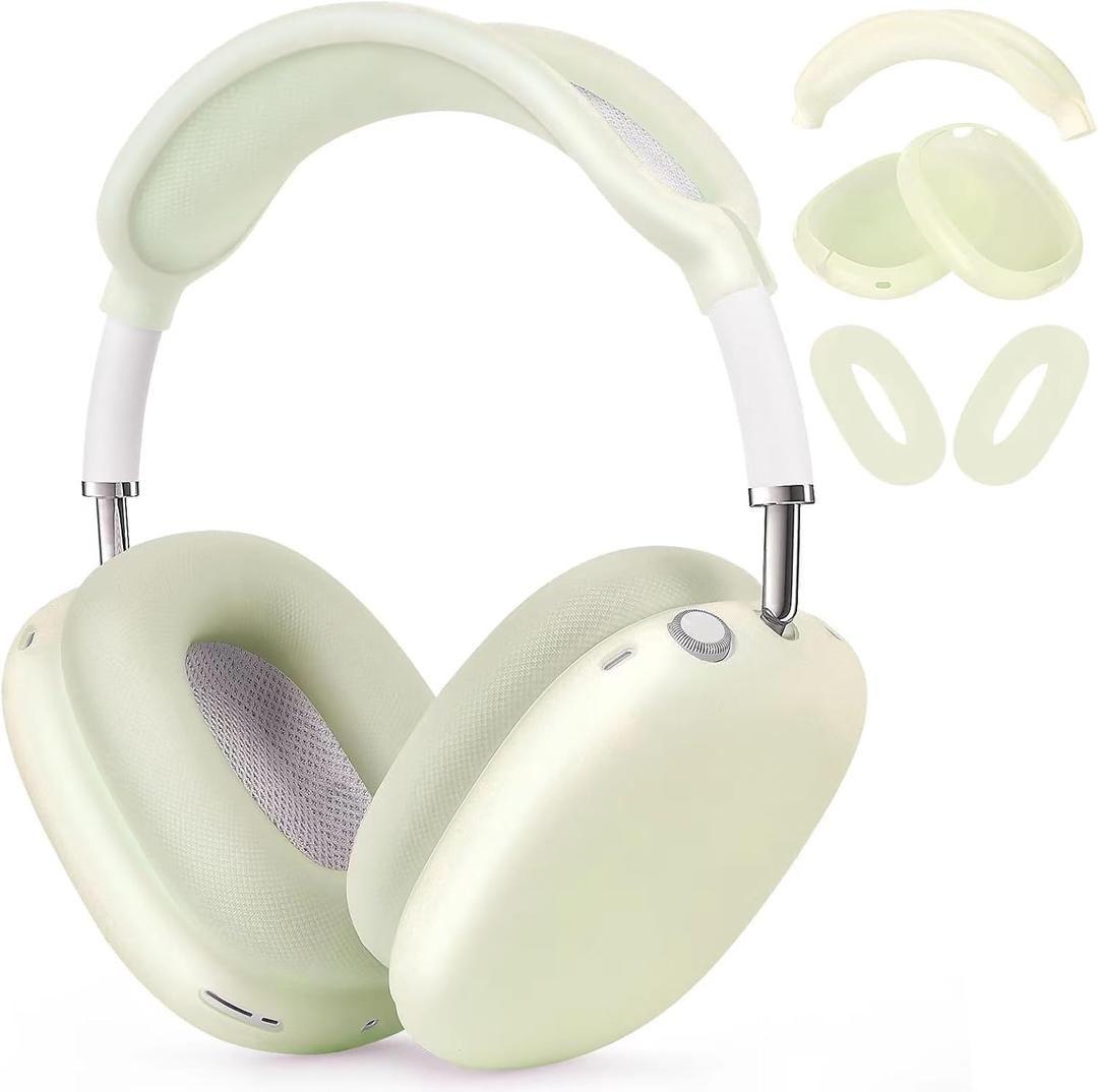 Case for Airpods Max Headphones,Ear Pad/Ear Cups/Headband Cover for AirPods Max(USB-C/Lightning)(2024/2020),Silicone Cases for Airpod Max,Accessories Cases(Jelly Green)