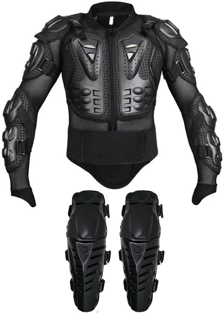 Adult Motorcycle Protective Jacket and Knee Pads, Motorcycle Accessories, Back Spine Chest Protector, Full Body Chest Armor for Motocross Dirt Bike Gear (X-Large, Black) Adult Motorcycle Protective Jacket and Knee Pads, Motorcycle Accessories, Back Spine Chest Protector, Full Body Chest Armor for Motocross Dirt Bike Gear (X-Large, Black)