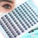 Zegaine Manga Self Adhesive Eyelashes Natural Look Self Adhesive Lash Clusters No Glue Needed Asian Anime Pre Glued Lashes Natural Lash Clusters Reusable C-Curly Spiky Pre Glued Eyelashes 8-16MM