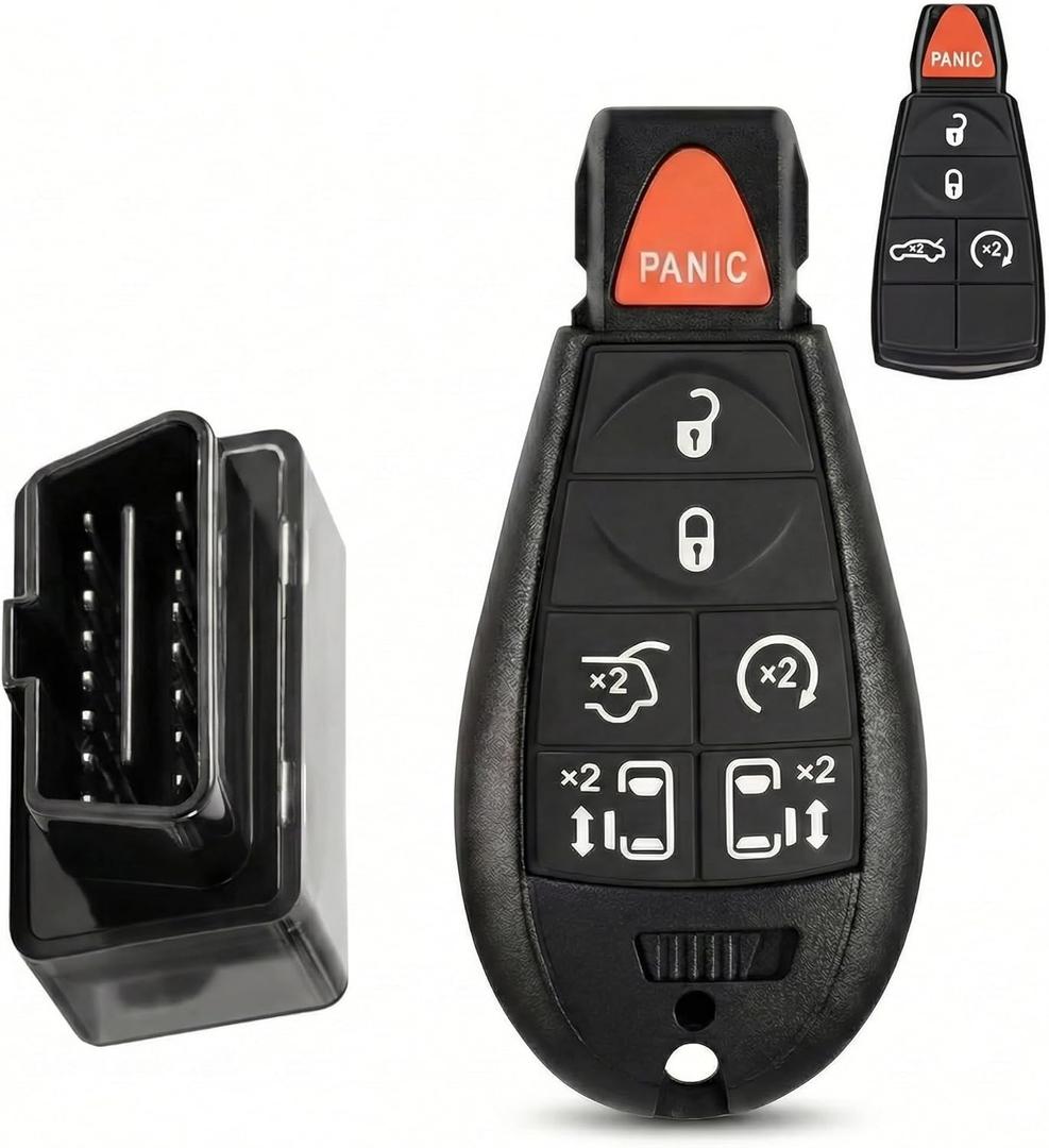 DIY Keyless Entry Remote Car Key Fob Replacement Fits for Dodge Grand Caravan 2008-2019, for Chrysler Town & Country 2008-2016 with Interchangeable 5 & 7-Button Keypads, FCC ID: IYZ-C01C / M3N5WY783X
