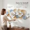 Axioglo Large 3D Metal Wall Decor,Flower Wall Art for Living Room | 51 x 22 in 3D metal wall art, hand-welded and hand-painted with layered floral depth; mounting hardware included