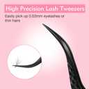 VEYES INC Lash Tweezers for Eyelash Extensions,Fiber Tip Tweezers Kit for Individual Classic and Volume Lash,3PCS Stainless Steel Lash Tweezers-Black