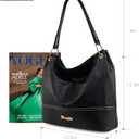 Wrangler Hobo Bags for Women Vegan Leather Top Handle Shoulder Purses and Handbags (Solid Black)