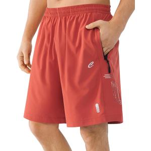 Cosmolle Men's 7" Quick-Dry Hiking Shorts UPF50+ Reflective, Lightweight 3 Zipper Pockets Stretch for Running Gym Outdoor (Red, M)