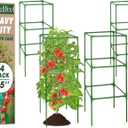 ZeeDix 45 Inch Tomato Cages 4 Pack, Heavy Duty Adjustable Metal Garden Plant Supports for Climbing Vegetables - Square Cage for Tomatoes, Cucumbers, Peas, Flowers with 40 Plant Clips