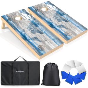 Cornhole Board Set, Regulation Size 4 x 2FT/3 x 2FT Solid Wood Corn Hole Game Set with 8 Bean Bags,2 Cornhole Boards and 1 Carry Bag for Outdoor Beach Toss Games Competitions