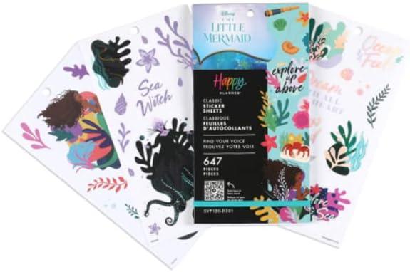 Happy Planner Disney The Little Mermaid, Classic Sticker Sheets, 647 pieces (Find Your Voice)