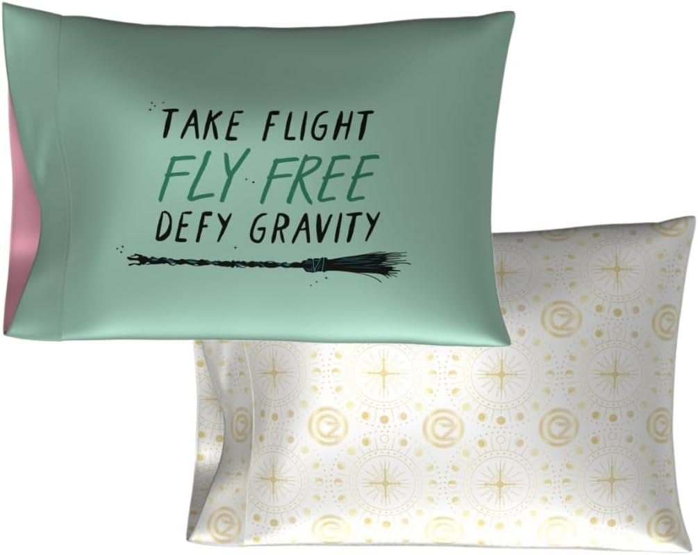 Wicked Elphaba and Glinda 2 Pack Beauty Silky Satin Standard Pillowcase Cover 20x30 for Hair and Skin, (Officially Licensed Product) (Wicked - 2pk Chance to Fly)