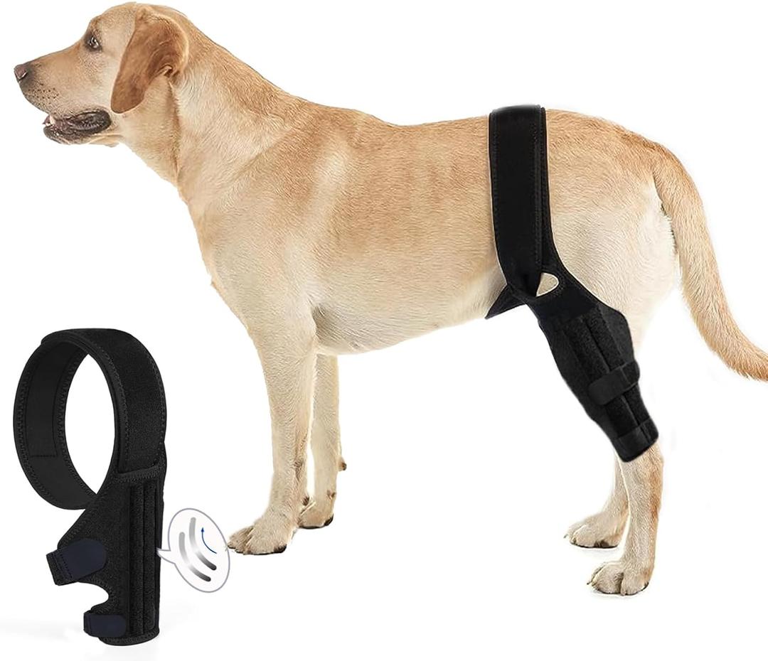 L Dog Knee Brace for Torn ACL Hind Leg, Dual Rear Leg Support with 4 Metal Stabilizers, CCL Brace for Dogs with Hip Dysplasia, Luxating Patella & Arthritis