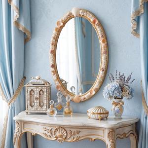 Geetery 16 x 24 Inches Natural Seashells Pearl Mirror Coastal Seashells Wall Mirror for Bathroom Bedroom Vanity Entryway Hallway Housewarming Gifts Wedding Gifts Photo Props for Women Home Decorations