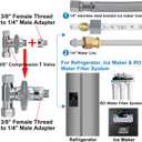 YUHX Brass Angle Stop Add-A-Tee Valve, 3/8 Inch Compression Outlet Easy Connect 3 Way Diverter 3/8"x3/8"x1/4" or3/8"Ice Maker RO System T