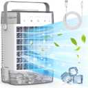 Portable Air Conditioners,3-Speed Small AC Unit, Evaporative Air Cooler with Timer function,7-Color Nightlight,Double Tank, 2 Mist modes,Personal Air Conditioner for Bedroom,Office,Room-Gray